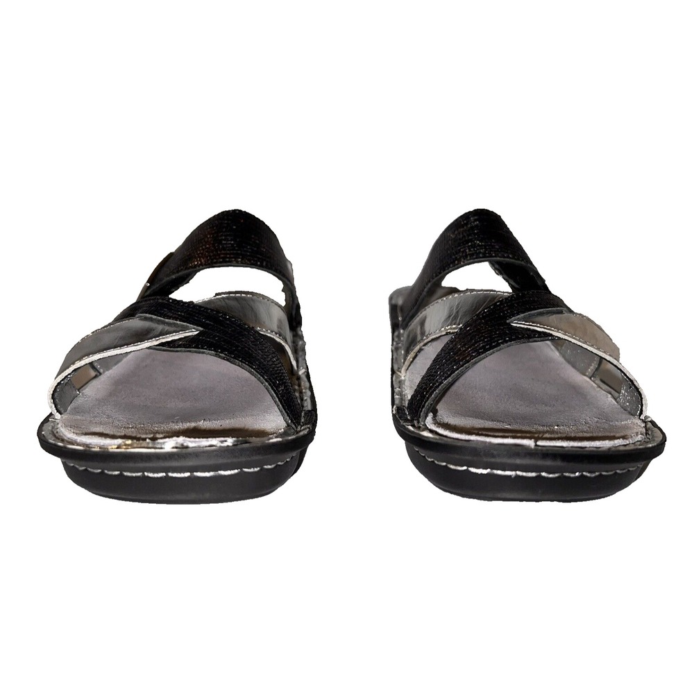 Alegria PG Lite Womens 7-7.5/37 Metallic Silver Black Slide Sandals Rocker Sole - Picture 4 of 10